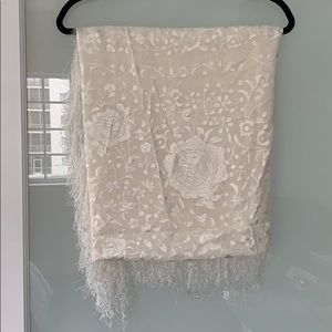 Adrienne Landau 100% Silk oversized fringe shawl